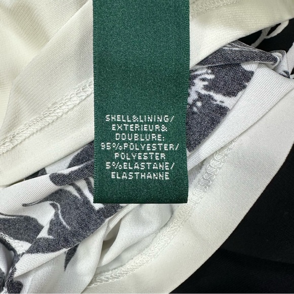 Lauren Ralph Lauren Black and White Side Ruched Dress Women's Size 4P - Picture 11 of 14